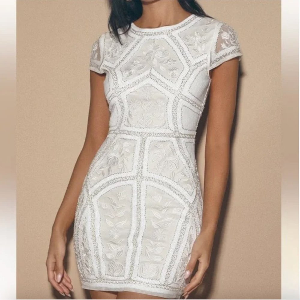 Lulus Spread Your Shine White Sequin Embroidered Bodycon Dress